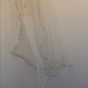 Wedding Veil -mid length embroidered